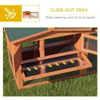 PawHut Wooden Rabbit Hutch Guinea Pig House with Removable Tray, Openable Roof, Trough, Run for Tortoises and Ferrets, Orange(m-6)