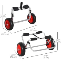 Soozier 198LBS Kayak Cart, Foldable Canoe Dolly, Kayak Carrier Transport Trailer w/ NO-Flat Wheel and Aluminum Frame, Silver(m-3)