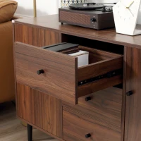 HOMCOM Kitchen Storage Sideboard, Buffet Cabinet with 2 Cupboard, 3 Drawers and Adjustable Shelves for Living Room Rustic Brown(m-10)