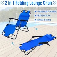 Outsunny Folding Lounge Chair Portable Chaise Sun Lounger Recliner Outdoor Blue(m-4)