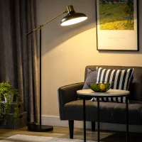 HOMCOM Adjustable Floor Lamps for Living Room, Standing Lamp for Bedroom with Balance Arm, Tall Black and Gold Lamp(m-2)