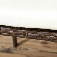 Outsunny PE Rattan Outdoor Dining Chair Set with Cushion, 2 Patio Wicker Dining Chairs with Backrest, Cream White(m-9)