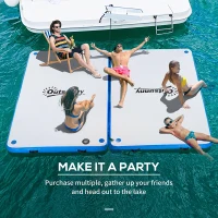 Outsunny 10 x 7ft Water Inflatable Floating Dock, Inflatable Platform Island, Large Floating Mat Raft with Air Pump & Backpack, for Pool, Beach, Ocean, White(m-8)