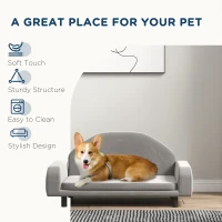 PawHut Raised Dog Sofa for Small and Medium Dogs with Soft Cushion, Gray(m-5)