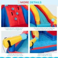 Outsunny 5-in-1 Inflatable Water Slide, Rocket Themed Kids Bounce House with Slide, Pool, Water Cannon, Hoop, Climbing Wall Includes Carry Bag, Repair Patches, without Air Blower(m-7)
