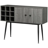 HOMCOM Coffee Bar Cabinet 9-Bottle Wine Rack and Adjustable Shelf, Sideboard Buffet Cabinet Wine Cabinet for Living Room(m-11)