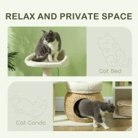 PawHut 31" Cat Tree Tower with Scratching Posts, Cat Condo, Beds, Platform and Toy Ball for Indoor Cats, Cream White(m-5)