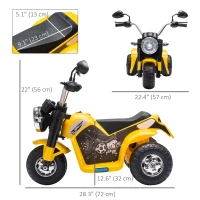 Aosom Kids Electric Motorcycle 6V Battery Powered Ride-On Dirt Bike 3-Wheels Motorbike Yellow(m-3)