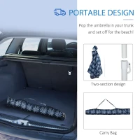 Outsunny Beach Umbrella, 6.5' Easy-Assembly Sun-Shade Shelter with Sandbags and Carry Bag, Cool UV50+, Dark Blue(m-6)