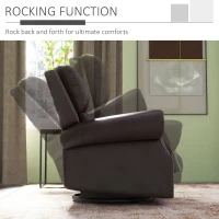 HOMCOM Swivel Recliner Chair, Reclining Sofa, PU Leather Rocker with Thick Padded Back and Seat for Living Room, Brown(m-4)
