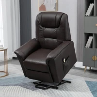 HOMCOM Electric Power Lift Chair for Elderly, PU Leather Recliner Sofa with Footrest and Remote Control, Side Pockets for Living Room, Brown(m-8)