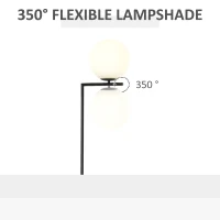 HOMCOM Metal Floor Lamp, Standing Light with 350° Adjustable Lampshade for Living Room, Bedroom, Office, Black(m-7)