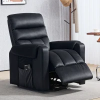 HOMCOM Lift Chair for Elderly, Massage Recliner Chair with 8 Vibration Points, Footrest, Remote Control, Side Pockets, Black(m-8)