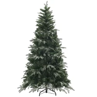 HOMCOM 6ft Flocked Christmas Tree, Artificial Christmas Tree with 850 Branch Tips, Metal Base, Automatic Open, Green(m-11)