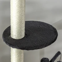 PawHut 110" Huge Cat Tree Kitty Activity Center Floor-to-Ceiling Cat Climbing Toy with Scratching Post Board Hammock Hanging Ball Rest Pet Furniture Dark Grey(m-10)