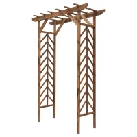 Outsunny 79" Plant Trellis, Arched Garden Arbour with Pergola Style Roof, Fir Wood Frame for Climbing Vines(m-2)