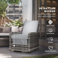 Outsunny Outdoor Rattan Wicker Lounge Chair with Footrest & Soft Cushion for Patio, Garden, Backyard, Grey(m-4)