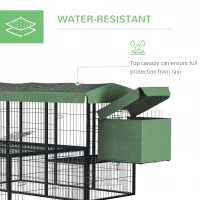 PawHut 79in Large Metal Chicken Coop, Outdoor Hen House Poultry Duck Goose Cage with Water-Resistant Canopy, Run, Nesting Box, Lockable Doors, Green(m-7)