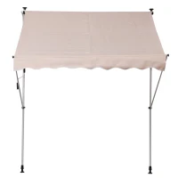 Outsunny 6.6'x5' Manual Retractable Patio Awning Window Door Sun Shade Deck Canopy Shelter Water Resistant UV Protector Beige(m-11)