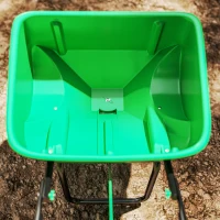 Outsunny Broadcast Spreader, 40 L Walk-Behind Fertilizer Spreader with 8.5" Wheels for Fertilizer, Seeds, Salt, 132 LB Capacity(m-10)