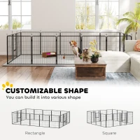 PawHut 16 Panels Dog Playpen with Strap, Portable & DIY, for Medium Dogs, for Yard, RV, Camping, Garden, 31.5" H(m-5)