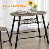 HOMCOM 3-Piece Dining Table Set, Oval Kitchen Table and 2 Chairs, Small Breakfast Table Set with Metal Frame for Small Space, Dining Room, Living Room, 35.4" x 19.7" x 29.5"(m-6)