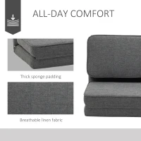 HOMCOM Convertible Flip Chair, Folding Upholstered Floor Sofa, Adjustable Guest Chaise Lounge, Dorm Bed with Metal Frame for Living Room and Bedroom, Dark Gray(m-6)