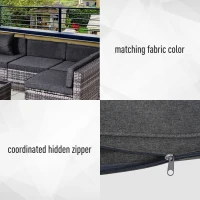 Outsunny 14pcs Sofa Cushion Cover Set Outdoor Patio Rattan Sofa Cushion Polyester Cover Replacement No Cushion Padding Included 6 Seat Cushion Cover & 8 Back Cushion Cover, Grey(m-4)