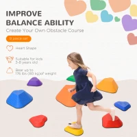 Qaba 9PCs Non-Slip Stackable Kids Stepping Stones, Heart-Shaped(m-4)