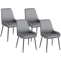 HOMCOM Upholstered Kitchen Chairs, Modern Dining Chairs Set of 4 with Diamond Tufting and Steel Legs for Dining Room, Grey(m-11)