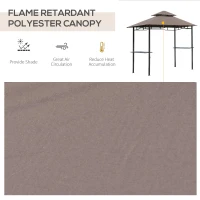 Outsunny 8' x 5' BBQ Grill Gazebo Tent with Double Tiered Canopy for Outdoor Sun Shade, Coffee(m-6)