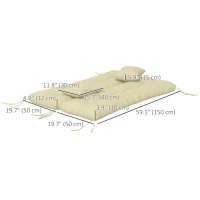 Outsunny 4-Piece Back and Seat Cushion Pillows Replacement and Pillows, Patio Chair Cushions Set with Ties, Cream White(m-3)