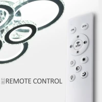 HOMCOM Elegant LED Chandelier with 6 Rings, Ceiling Light with Cool White Lighting for Living Room, Dining Room, or Bedroom, Silver(m-5)