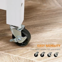 HOMCOM Kitchen Cart, Small Kitchen Island, Stainless Steel Top Utility Trolley on Wheels with Storage Drawer for Dining Room, Kitchen (White)(m-6)