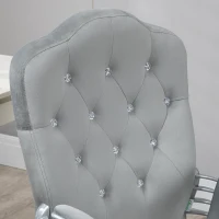 Vinsetto Office Chair, Velvet Computer Chair, Button Tufted Desk Chair with Swivel Wheels, Adjustable Height, Tilt Function, Grey(m-9)