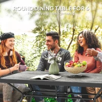 Outsunny Rectangle Outdoor Dining Table for 6, with 1.7" Umbrella Hole, Easy Clean DPC Plastic Tabletop, 55" x 31.5" x 28"(m-6)