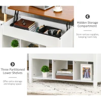 HOMCOM Lift Top Coffee Table, Modern Center Table with Storage Shelves and Hidden Compartment for Living Room, 41" L(m-5)