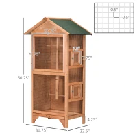 PawHut 60" Wooden Outdoor Bird Cage for Finches, Parakeet, Large Bird Cage with Removable Bottom Tray 4 Perch, Orange(m-3)