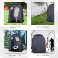 Outsunny 60" x 60" x 82" Shower Tent Extra Wide Changing Room Privacy Portable Camping Shelters with Windows & Floor Mat, Dark Blue(m-7)