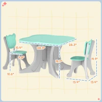 Qaba 3 Piece Kids Table and Chairs Set for 3-6 Years Old, Light Blue(m-3)