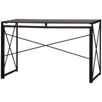 HOMCOM Folding Computer Desk, 47.25"W Home Office Writing Desk with Metal Frame, Brown(m-11)