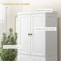 HOMCOM 72.5" Kitchen Cabinet, Pantry Storage Cabinet with 4 Doors, Adjustable Shelves for Dining Room, Distressed White(m-4)