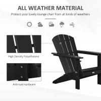 Outsunny Adirondack Chair with Cup Holder, All Weather Patio Chair HDPE Lounger, Fire Pit Seating High Back and Wide Seat for Outdoor, Backyard, Garden, Deck, Lawn, Black(m-6)