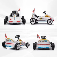 Qaba 6V Electric Go Kart for Aged 3-5 Kids with Music, Light, Horn, White(m-9)