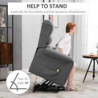 HOMCOM Lift Chair for Elderly, Power Chair Recliner with Footrest, Remote Control, Side Pockets for Living Room, Grey(m-7)