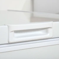 HOMCOM Compact Chest Freezer 3.5 Cubic Feet with Removable Basket, Mini Deep Freezer with Single Door 7 Temperature Setting, Drain Hole for Apartment, Kitchen, or Home Office, White(m-9)