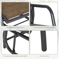 Outsunny Outdoor Glider Chair, Steel Swing Chai with Curved Armrests for Porch, Garden, Poolside, Balcony, Brown(m-7)