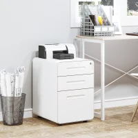 Vinsetto Lockable File Cabinet, Steel Filing Cabinet on Wheels for Legal, A4, Letter Size, Home Office(m-1)