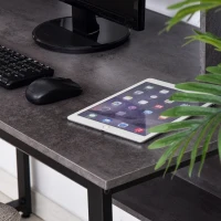 HOMCOM Office Computer Desk Writing Table Workstation with Storage Shelves, Decorative Hutches, & Strong Build, Grey(m-8)