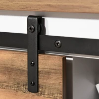 HOMCOM Farmhouse Sideboard Buffet Cabinet, Sliding Barn Door Style Accent Cabinet, Kitchen Cabinet with Interior Shelves, White/Brown(m-7)